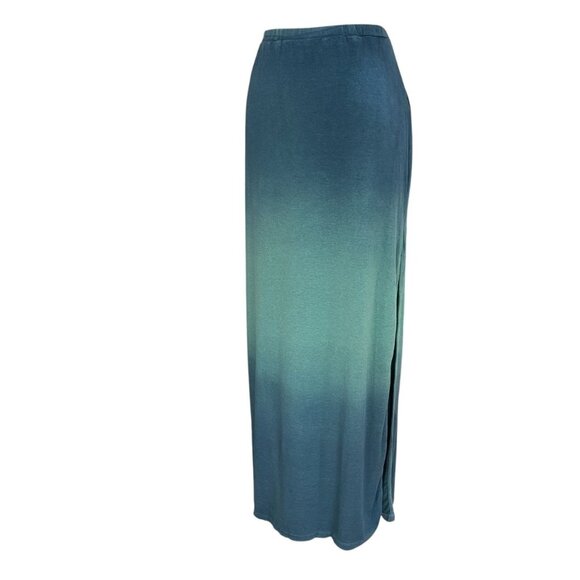 Laila Jayde Blue Ombre Maxi Skirt Side Slit Large Boho Soft Stretch Resortwear - Picture 7 of 11